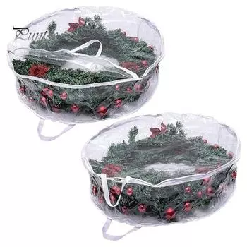 Полезная Большая емкость Круглая гирлянда Сумка для хранения Прозрачные рождественские гирляндные сумки Бытовые принадлежности S чёрный