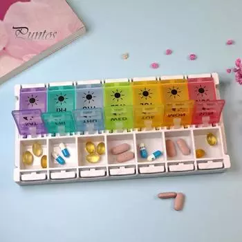 Полезная большая емкость, удобная для переноски, органайзер для таблеток, еженедельная коробка для хранения таблеток, контейнер для бытовых принадлежностей разноцветный