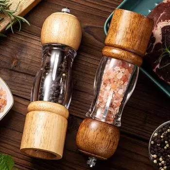 Полезная и удобная деревянная кухонная бутылка для приправы с морской солью для кемпинга, мельница для перца коричневый