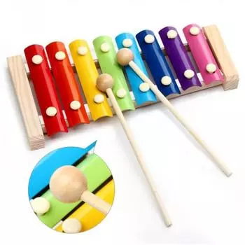 Полезная износостойкая цветная обучающая детская игрушка-ксилофон для детской комнаты из дерева