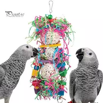 Полезная износостойкая долговечная подвесная игрушка для птиц, жевательная игрушка для попугая из натурального дерева, подвесное украшение, товары для животных разноцветный
