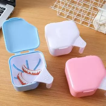 Полезная коробка для ванны для протезов, коробки для искусственных зубов, компактное с плоским дном розовый