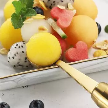 Полезная многофункциональная удобная ручка из нержавеющей стали, портативная многофункциональная ложка для дыни для домашней шариковой ложки для выкапывания фруктов A золотистый