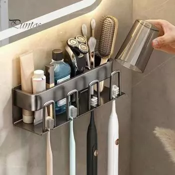 Полезная мощная несущая способность водонепроницаемый держатель зубной щетки анти-падение стойка для зубной щетки товары для дома чёрный