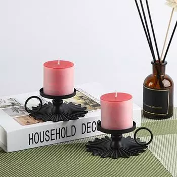 Полезная настольная свеча с черной декоративной ручкой чёрный