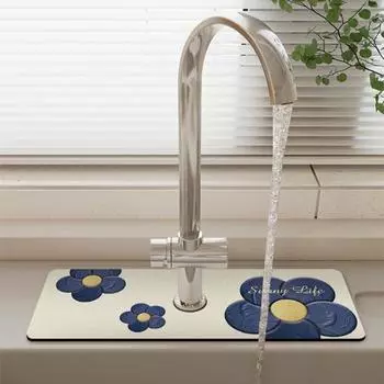 Полезная натуральная текстура, большой водопоглощающий круговой дизайн, смеситель из диатомовой грязи, коврик для брызг, кухонные принадлежности D