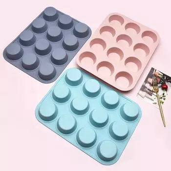 Полезная пищевая силиконовая форма для кексов, многоцелевая форма для выпечки на 12 сеток, кухонный гаджет розовый