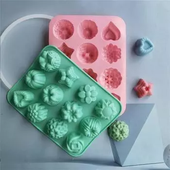 Полезная пищевая тонкая работа, 12 полостей, 3D форма сердца, звезды, силиконовая форма для шоколада для ресторана, форма для торта розовый