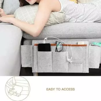 Полезная подвесная полка для хранения вещей на прикроватной тумбочке, органайзер для дивана, держатель для кровати, войлочные карманы, держатели для карманов на диване, сумка для хранения вещей на прикроватной тумбочке серый