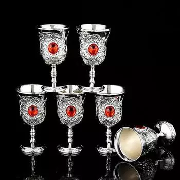 Полезная прочная анти-растрескивающаяся металлическая рюмка из цинкового сплава для гостиничного металлического бокала для вина серебряный