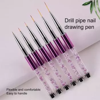 Полезная ручка для маникюра с крышкой. Компактный лайнер для дизайна ногтей. Маникюрный салон. Ручка для рисования ногтей для начинающих. Инструмент для маникюра. Кисть для ногтей.