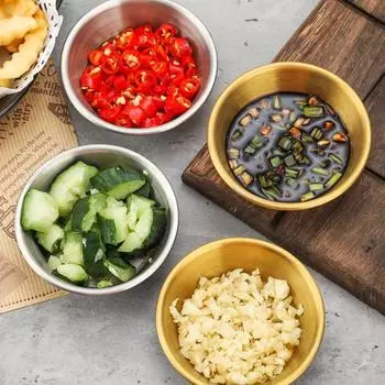 Полезная штабелируемая миска из нержавеющей стали с гладкими краями, контейнер для уксуса и соевого соуса для вечеринки, блюдо для приправ B