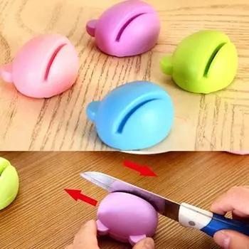 Полезная точилка для ножей, портативная, легкая, прочная точилка для ножей в мультяшной форме для столовой синий