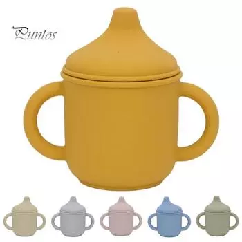 Полезная удобная ручка Привлекательная обучающая чашка для питья с двумя ушками Детская поилка для кормления Принадлежности для младенцев серый