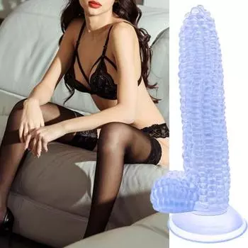 Полезно с присоской Гибкий Кукурузный Пенис Ультра-Мягкий Реалистичный Дилдо Поддельный для Женщин