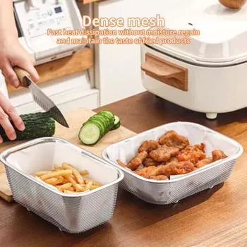 Полезное сито большой емкости с закругленными краями, фильтрация масла из нержавеющей стали, сетчатая корзина для слива, кухонные инструменты, корзина для жарки L