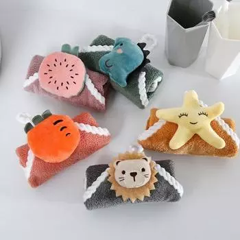 Полезное, удобное на ощупь, не выцветающее подвесное полотенце из микрофибры, впитывающее тряпку с изображением динозавра, для ежедневного использования зелёный