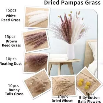 Полезные Неувядшие Создают Жизнеспособность Долговечные Пампасные Травы Сухие Цветы Настольная Ваза Украшение Домашнего Декора Сухой Пресс Цветок D