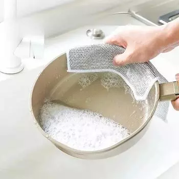 Полезные вещи для кухни Кухонное полотенце для мытья посуды Полотенце для мытья посуды Металлическая проволока Многоразовая тряпка для дома и сада 1pcs