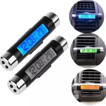 Полезные ЖК-автомобильные часы, термометр, комбинированные зажимы, светящиеся часы, аксессуары для интерьера