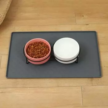 Полезный износостойкий силиконовый коврик под миску для собак, подставка под корм для кошек, товары для животных серый