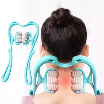 Полезный массажер для шеи, стимулирующий меридианы, релаксация, удобная ручка, эргономичный составной состав, здоровье тела, красота синий