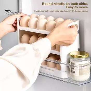 Полезный многослойный дизайн временной шкалы, контейнер для яиц, лоток для холодильника, откидной дизайн, держатель для яиц, лоток для хранения, кухонные принадлежности белый