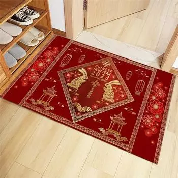 Полезный нескользящий полиэстеровый напольный ковер 2023 года, коврик с изображением кролика зодиака, декор для ванной комнаты, балкона, дверного проема для ежедневного использования 40 cm J