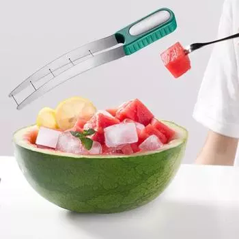 Полезный, простой в очистке, многоцелевой многоразовый нож для резки арбуза кубиками для ресторана, резак для арбуза зелёный
