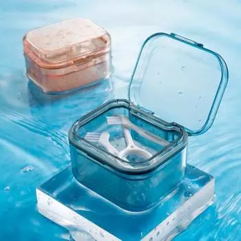 Полезный прозрачный контейнер для зубных протезов из АБС-пластика, контейнер для хранения зубных щеток для взрослых абрикосовый