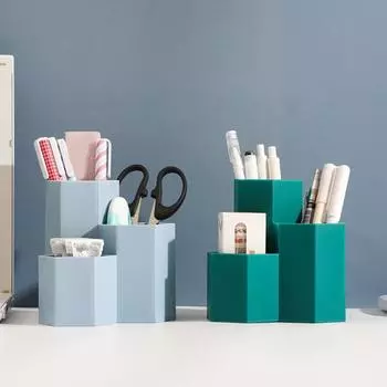 Полезный PS прочный экологически чистый настольный аккуратный органайзер держатель для ручек и карандашей коробка для кистей для макияжа зелёный