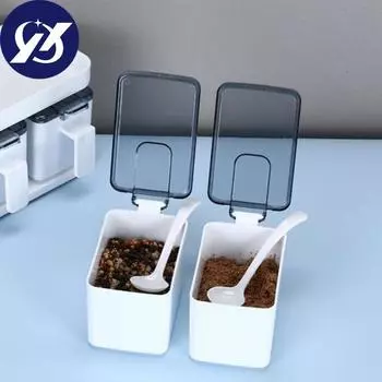 Полезный пыленепроницаемый секретный контейнер для хранения большой емкости 3/4 сетки, контейнер для приправ, органайзер на столешницу, кухонный гаджет, контейнер для приправ 3 жёлтый