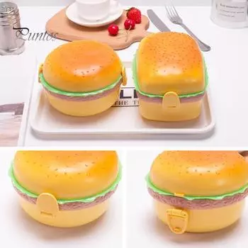 Полезный с посудой, непротекающий чехол для хранения обеда, милый дизайн гамбургера, детский школьный контейнер для еды, товары для дома Round
