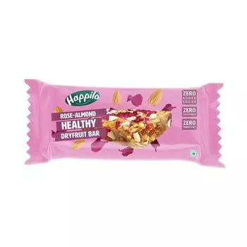 Полезный сухофруктовый батончик Happilo Rose Almonds 35 г, полезный перекус, орехи с высоким содержанием белка, без добавления сахара