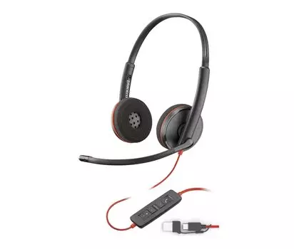 Поли проводная гарнитура Blackwire 3220 с шумоподавлением и микрофоном Легкая Год производителя Windows Mac Chrome Веб-конференции Наушники Микрофон