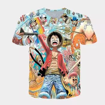 Полиэстер быстросохнущий цельный Monkey·D·Luffy мужской топ летняя повседневная удобная быстросохнущая дышащая детская футболка одежда XXS-6XL 12 XXS