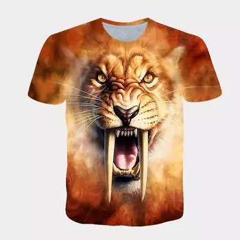 Полиэстер быстросохнущий саблезубый тигр, тигр мужской топ летняя повседневная удобная быстросохнущая дышащая детская футболка одежда XXS-6XL 12 XXS