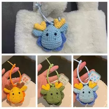 Полиэстер Дракон Год Вязаный брелок Дракон Вязаный мультяшный брелок с животными Детские игрушки зелёный