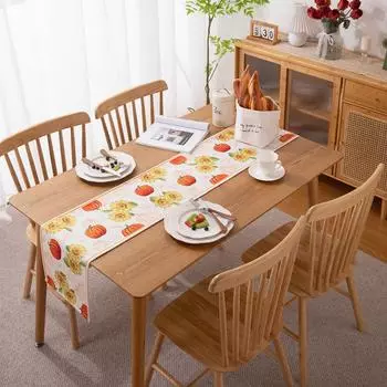 Полиэстер Хлопок Цифровая Печать День Благодарения Хэллоуин Декоративная Скатерть Осенний Кленовый Лист Тыква Настольная Дорожка 30X140