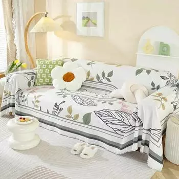 Полиэстер Хлопок Печать Диванное Полотенце Цельный Тип Одеяло Пылезащитный Универсальный Диванный Одеяло Гостиная Диваны Полотенце 180x90