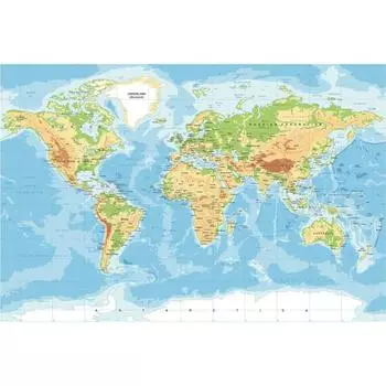 Полиэстер, Карта на английском языке - Карта мира - Страны с городами, Художественный плакат, Образовательная география, Обучение, Учебные материалы, Туристические принадлежности