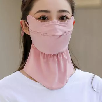 Полиэстеровая маска для лица для женщин, анти-УФ, быстросохнущая, дышащая, солнцезащитная, однотонная маска, бандана, шарф для ушей One Size чёрный