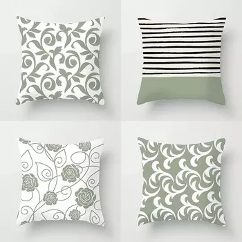 Полиэстеровая тонкая свежая зеленая наволочка с художественным узором, наволочка с геометрическим рисунком, наволочка для гостиной, спальни, домашний декор 40x40cm