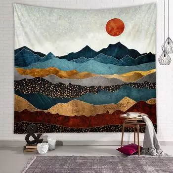 Полиэстеровый гобелен с изображением заката и природных пейзажей, настенная ткань для гостиной 73*95CM-Style 4