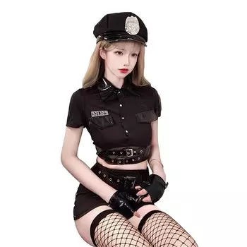 Сексуальный полицейский косплей-набор Костюм полицейского для вечеринки Маскарад Мини-юбка Полиция Полицейская форма Косплей Мини-юбка Милый Хэллоуин Мероприятие Культурный фестиваль