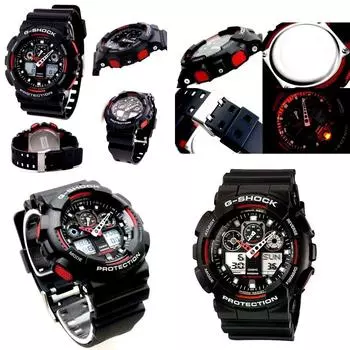 Police Force Military 20 ATM Water Resistant Plastic or Cross Belt Watch for Men Plastic Self-Defense G-SHOCK Ana-Digi (GA-100-1A4 GA-100MC-3A)