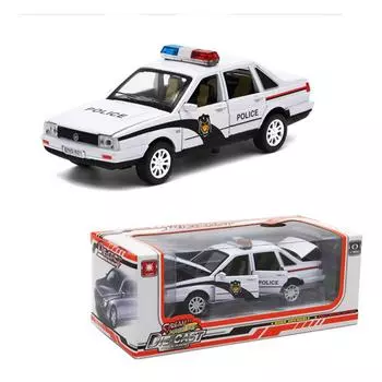 Полицейская игрушечная машина Сантана, легкосплавный автомобиль, пресс-форма и игрушечная машина, миниатюрная модель автомобиля, детская игрушечная машина 1/32 1/32-Size:16*6*6cm белый