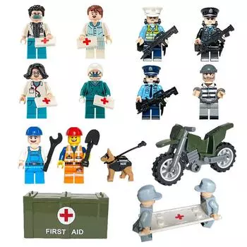 Полицейский Заключенный Инженер Пожарный Кукла Полицейская Собака Аксессуары Строительный Блок