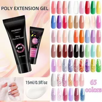 Полигель для ногтей PHOENIXY, 15 мл, 66 цветов, для наращивания ногтей, гель для ногтей Crystal Finger Jelly, камуфляжный твердый гель с УФ-светодиодами и акрил.