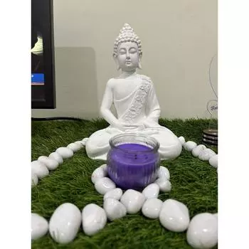 Полимерный мрамор Медитирующий Будда Гаутама Будда Статуэтка Лорда/Идол/Мурти Подарочные товары Экспонат для Домашнего Декора Украшения Подарки (Белый - 10,5 дюймов)